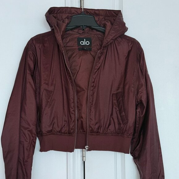 ALO Shimmer Cropped Hooded Jacket - Size S - Picture 1 of 6